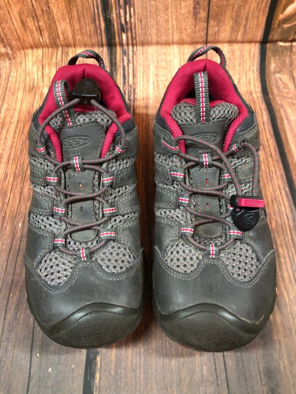 Keen Girls 2 / 34 Koven Low Waterproof Gray Pink Hiking Trail Shoes